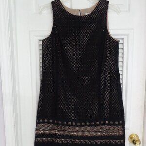 New! Ann Taylor Loft Women's Black Eyelet Dress Beige Lining Sleeveless Size 14